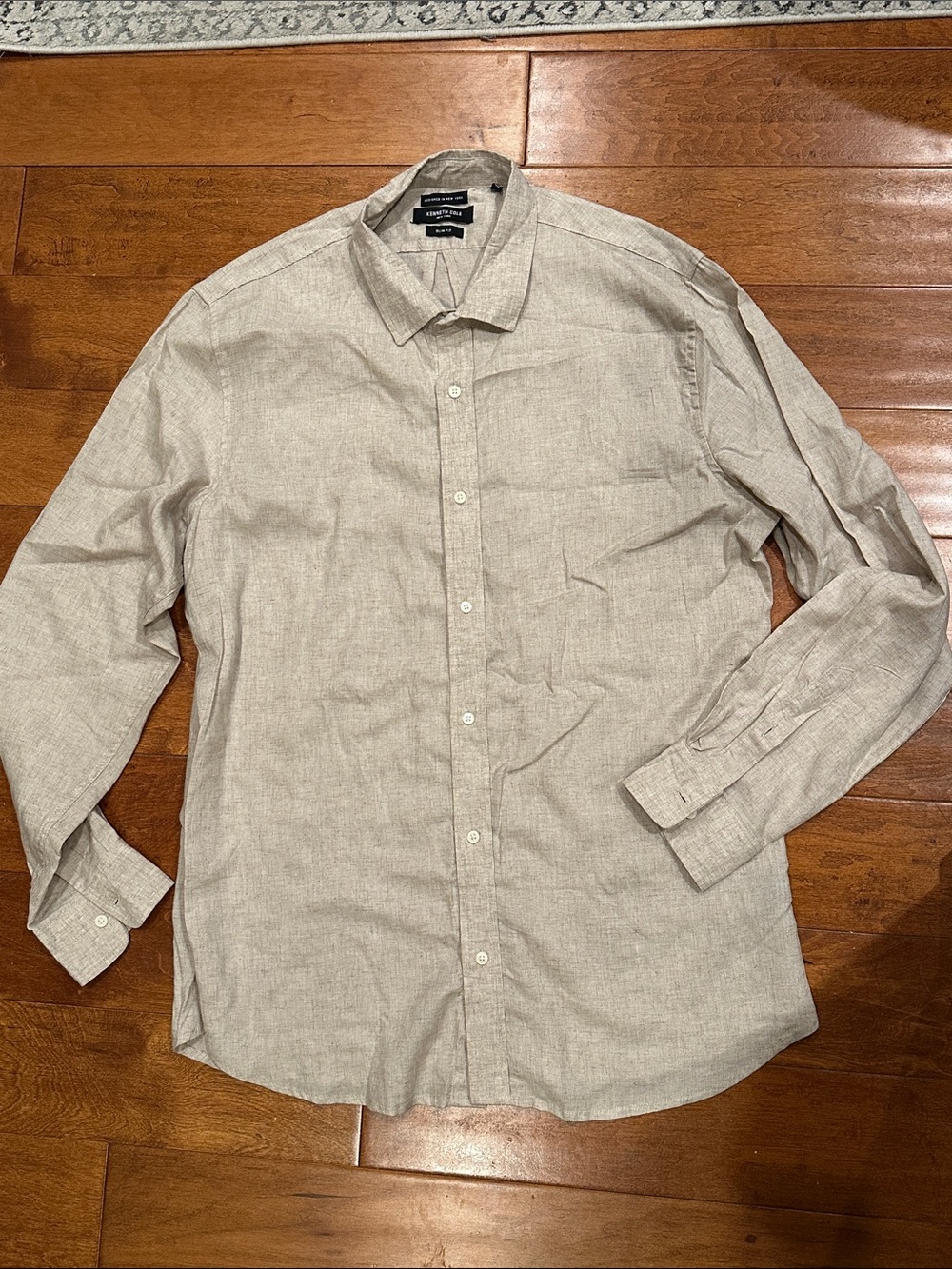 Kenneth Cole Xl Tall Linen-Blend Button shirt